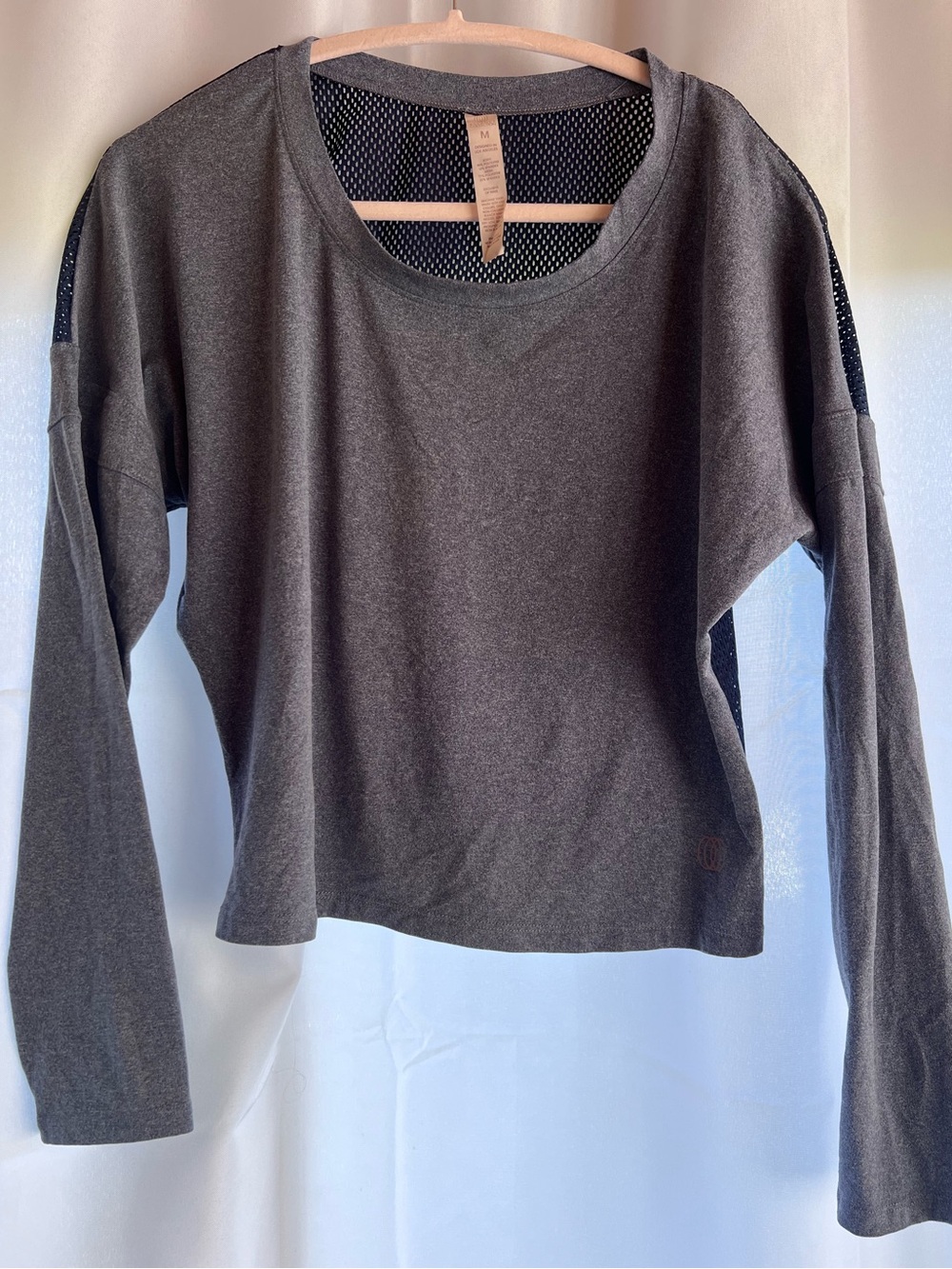 Balance Collection Charcoal Long Sleeve Mesh-Back Top